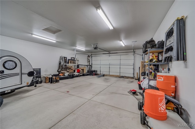 garage with a garage door opener