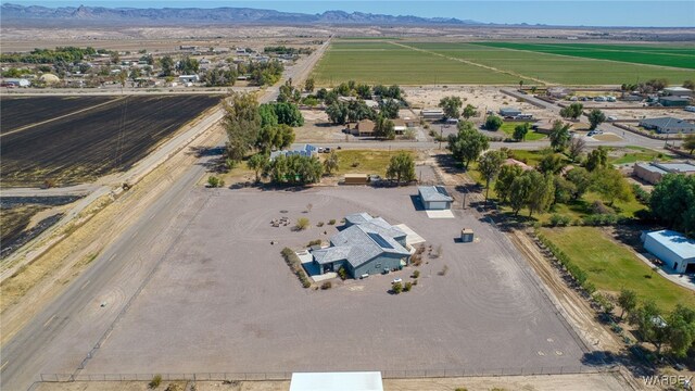 aerial view featuring a rural view and a mountain view