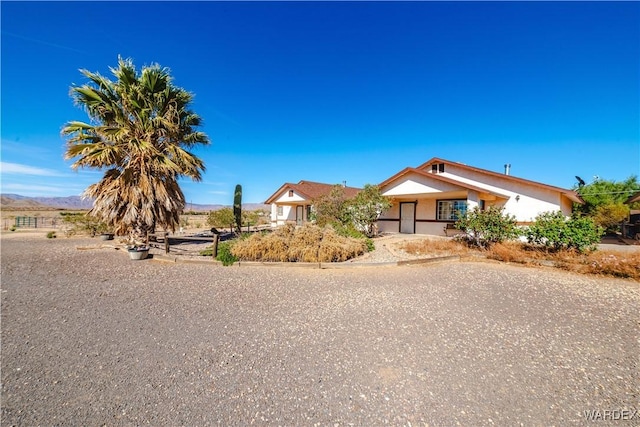 ranch-style home featuring stucco siding
