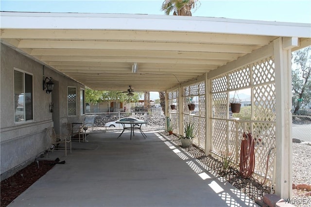 view of patio with ceiling fan