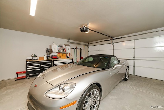 garage with a garage door opener
