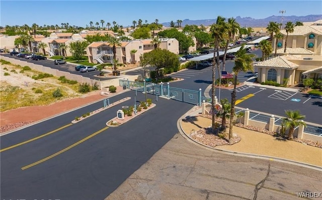 aerial view featuring a residential view and a mountain view