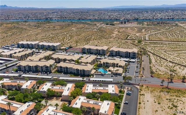 bird's eye view featuring a mountain view and a residential view