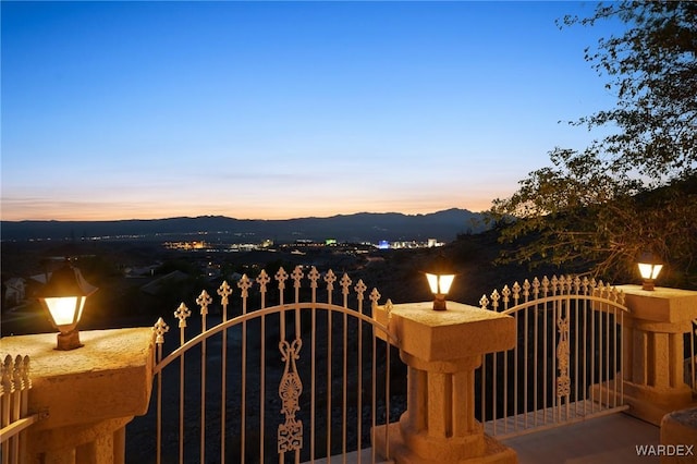 exterior space featuring a mountain view