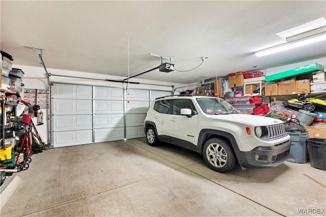 garage with a garage door opener