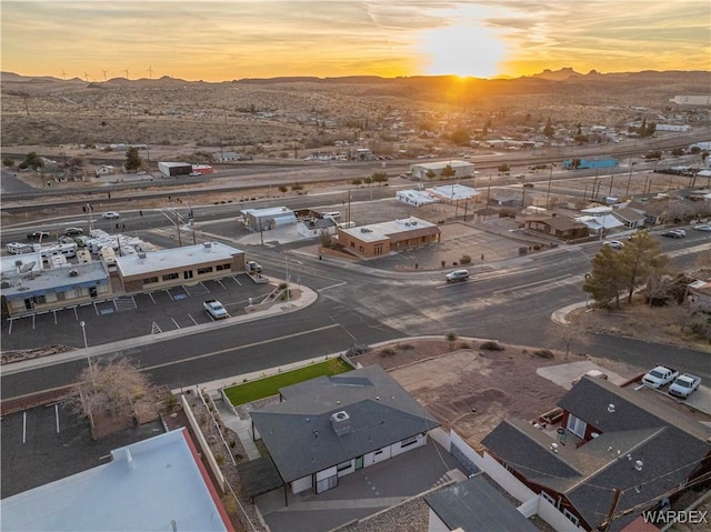 bird's eye view featuring a residential view and a mountain view