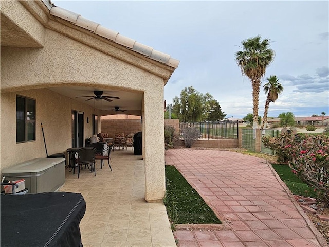 2084 E Crystal Dr, Fort Mohave, AZ 86426 - view of patio / terrace featuring ceiling fan and a fenced backyard