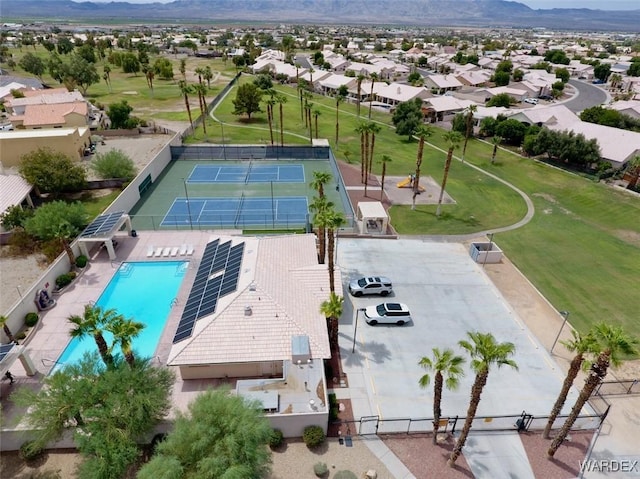 aerial view with a residential view and a mountain view