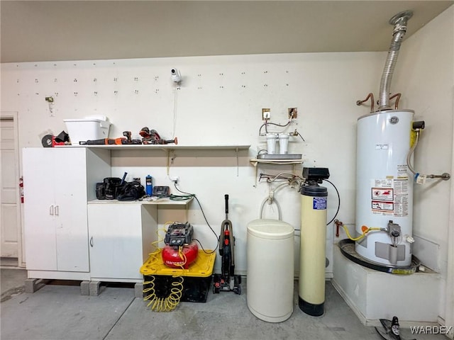 utility room with gas water heater