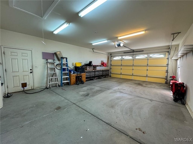 garage with a garage door opener