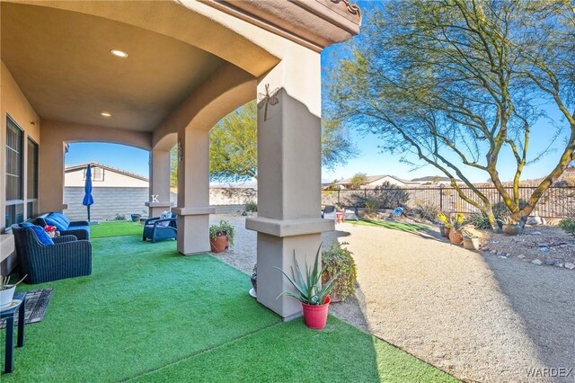 view of patio with a fenced backyard