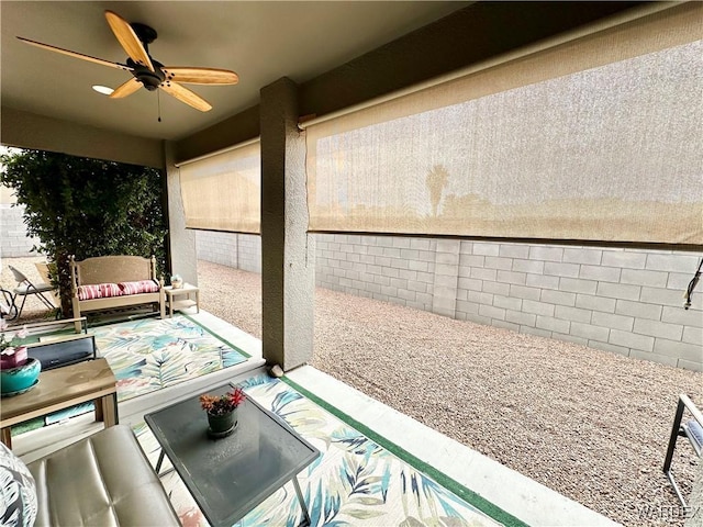 view of patio / terrace featuring a ceiling fan