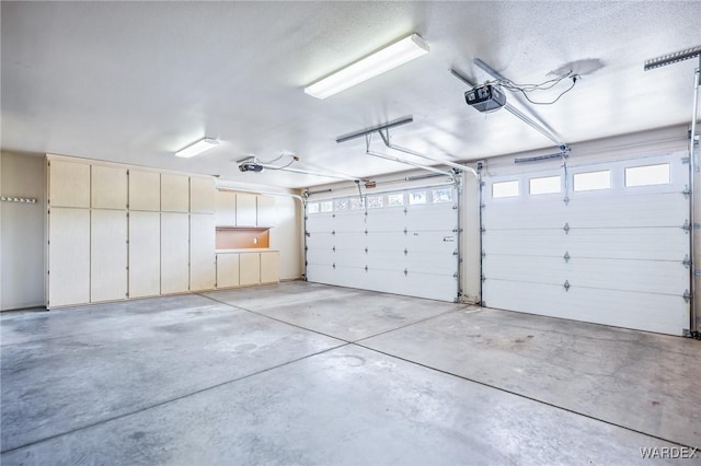 garage with a garage door opener