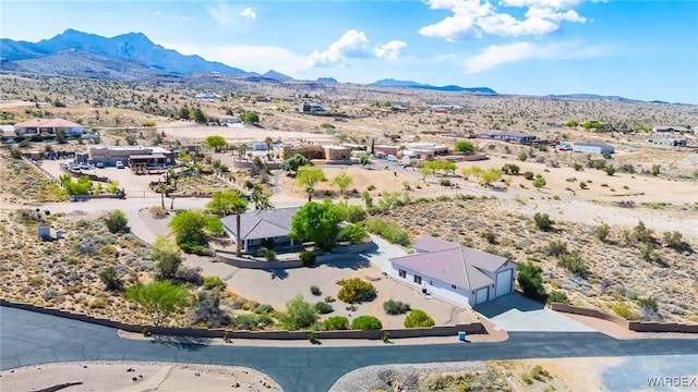 bird's eye view with a rural view, a mountain view, and a desert view