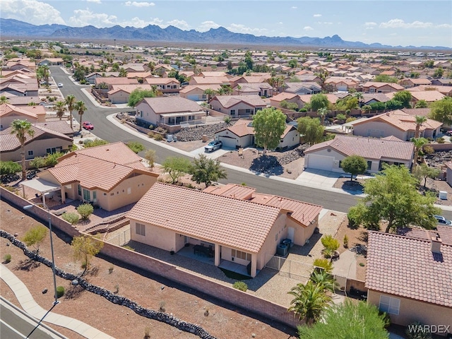 aerial view with a residential view and a mountain view