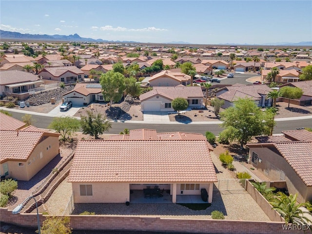 birds eye view of property featuring a residential view and a mountain view