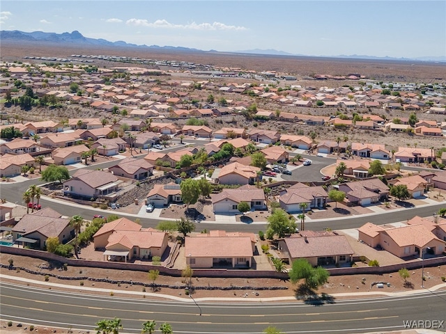 aerial view featuring a residential view and a mountain view