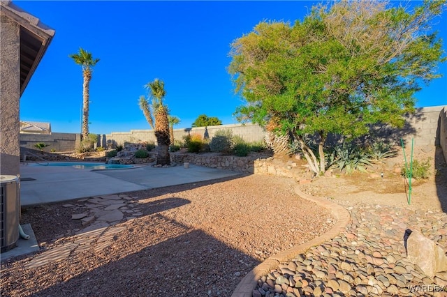 view of yard with a patio area and a fenced backyard