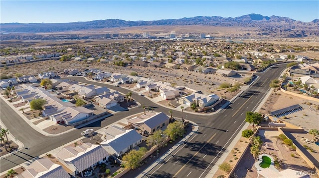 aerial view featuring a residential view and a mountain view