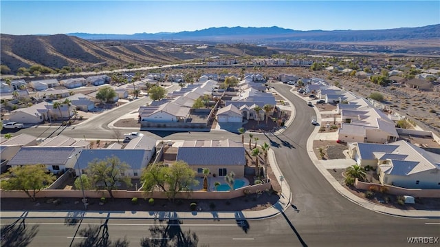 birds eye view of property featuring a residential view and a mountain view