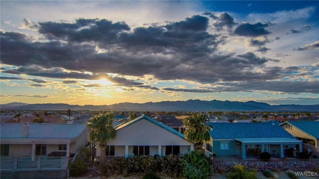 view of mountain feature featuring a residential view