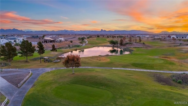 view of property's community featuring a residential view and a water and mountain view