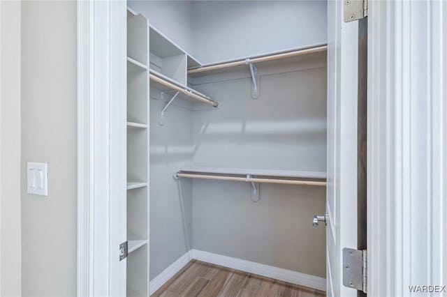 walk in closet featuring light wood finished floors