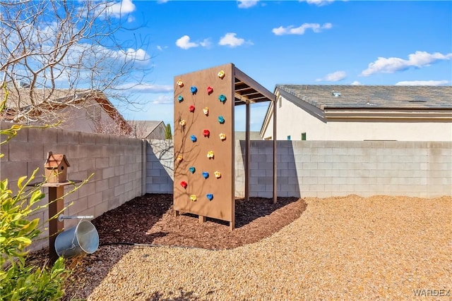 view of playground featuring a fenced backyard