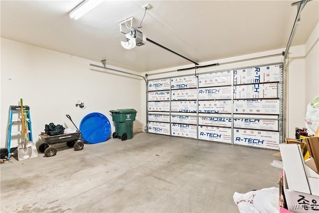 garage with a garage door opener