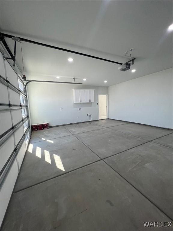 garage with a garage door opener