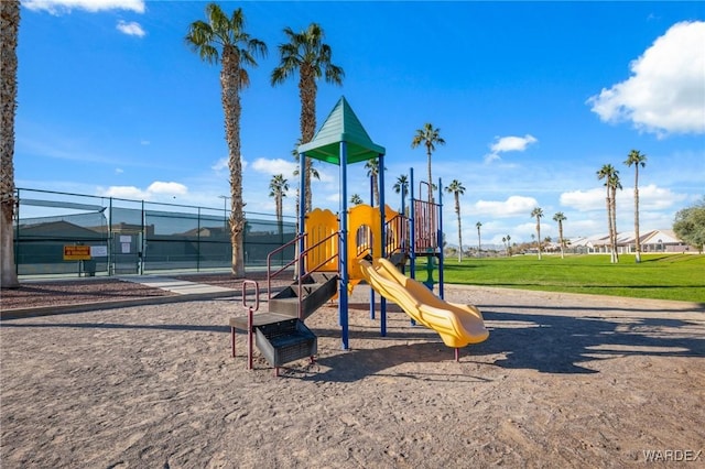 community play area featuring fence