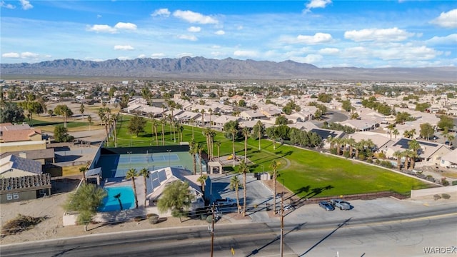 aerial view with a residential view and a mountain view