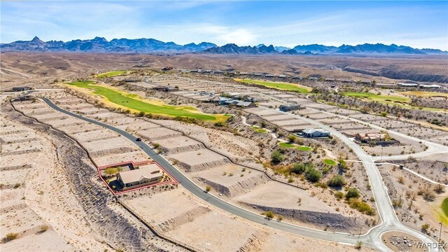 drone / aerial view with a mountain view