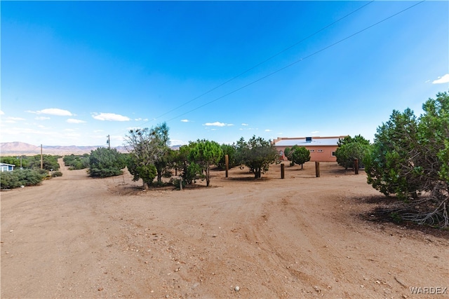 view of yard with a mountain view and a rural view