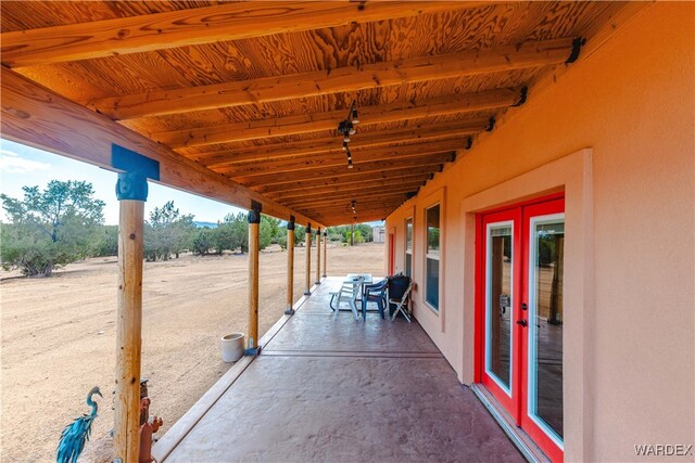 view of patio with a rural view