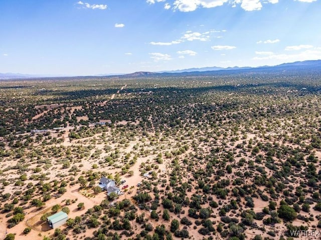 birds eye view of property with a mountain view