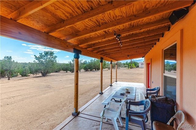 view of patio with a rural view