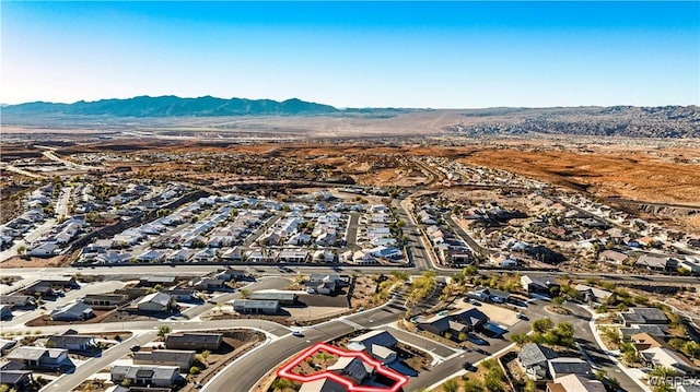 aerial view featuring a residential view and a mountain view