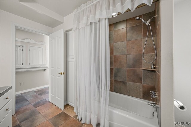 full bathroom featuring shower / bath combination with curtain