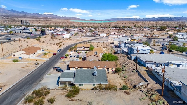 aerial view featuring a residential view and a mountain view