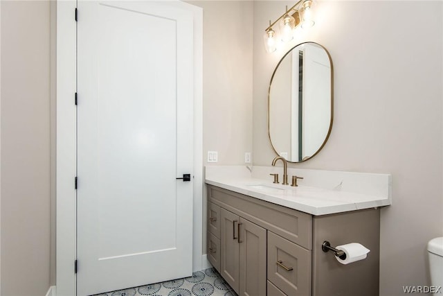 half bathroom featuring toilet and vanity