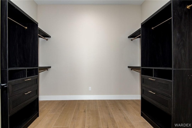 spacious closet with light wood-style flooring