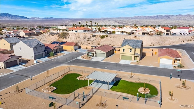 aerial view with a residential view and a mountain view