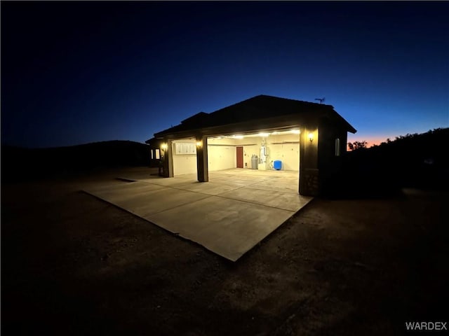 exterior space with a garage