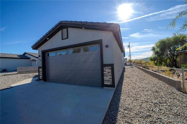 view of detached garage