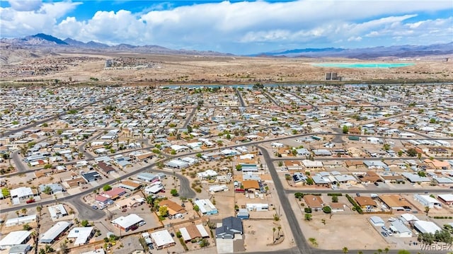 bird's eye view featuring a residential view and a mountain view
