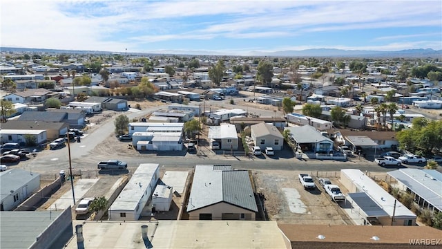 aerial view featuring a residential view and a mountain view