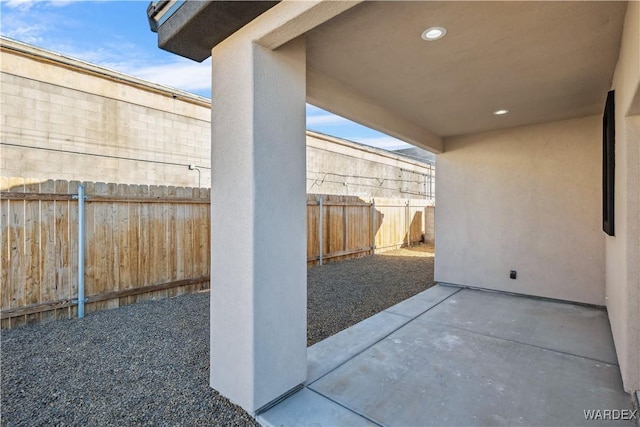 view of patio featuring a fenced backyard