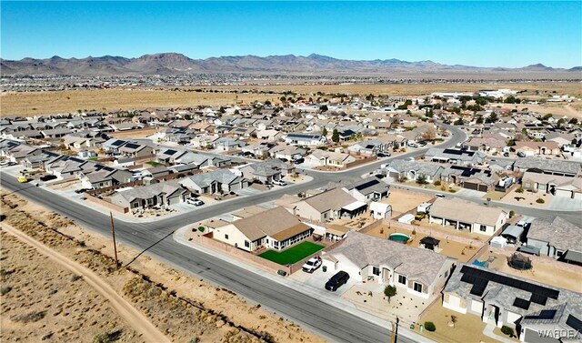 birds eye view of property featuring a residential view and a mountain view