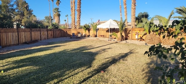 view of yard featuring a fenced backyard